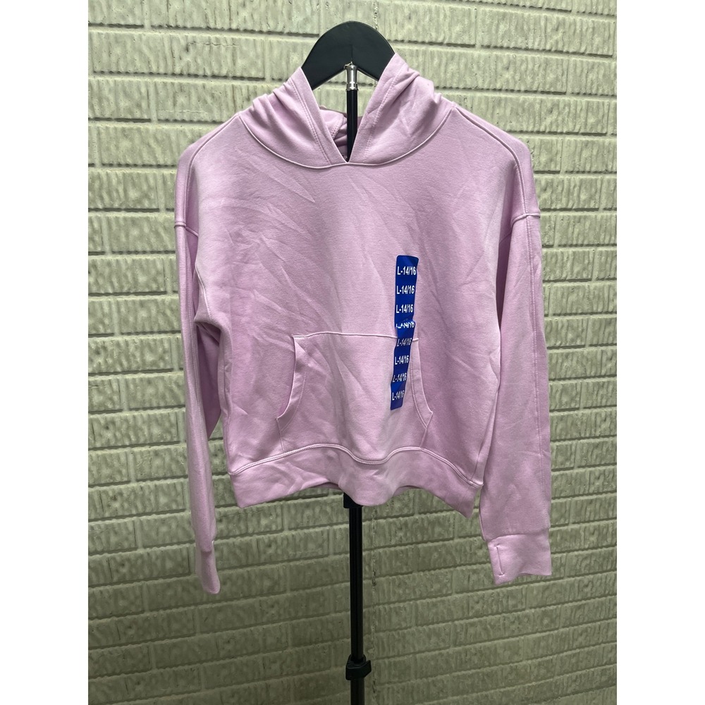 Danskin Girls Pink Hooded Sweatshirt Pullover Thumbhole Hoodie Size L 14-16 NEW